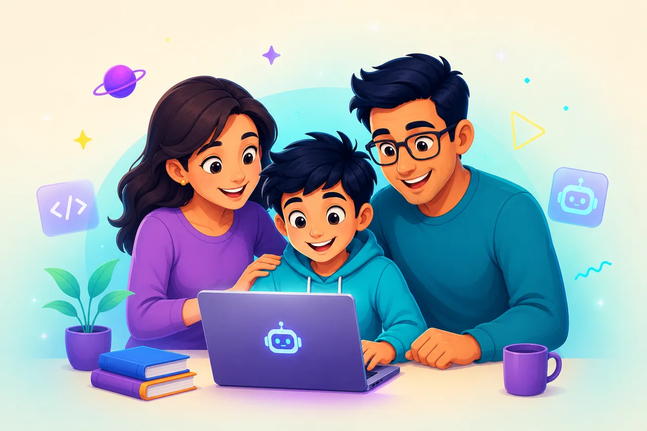 Parent and child learning with Brainy Bots online class