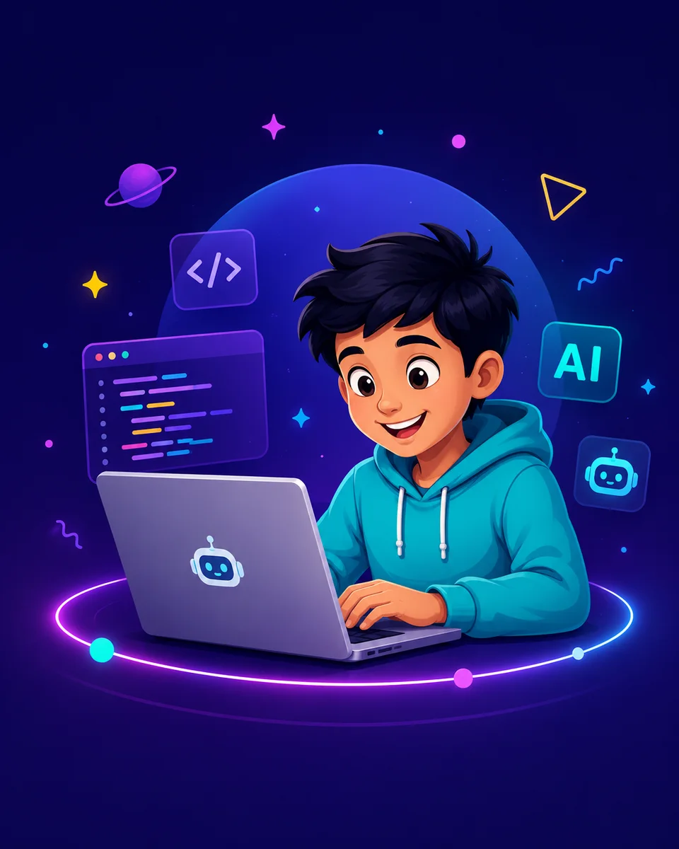 Child learning coding and AI online with Brainy Bots